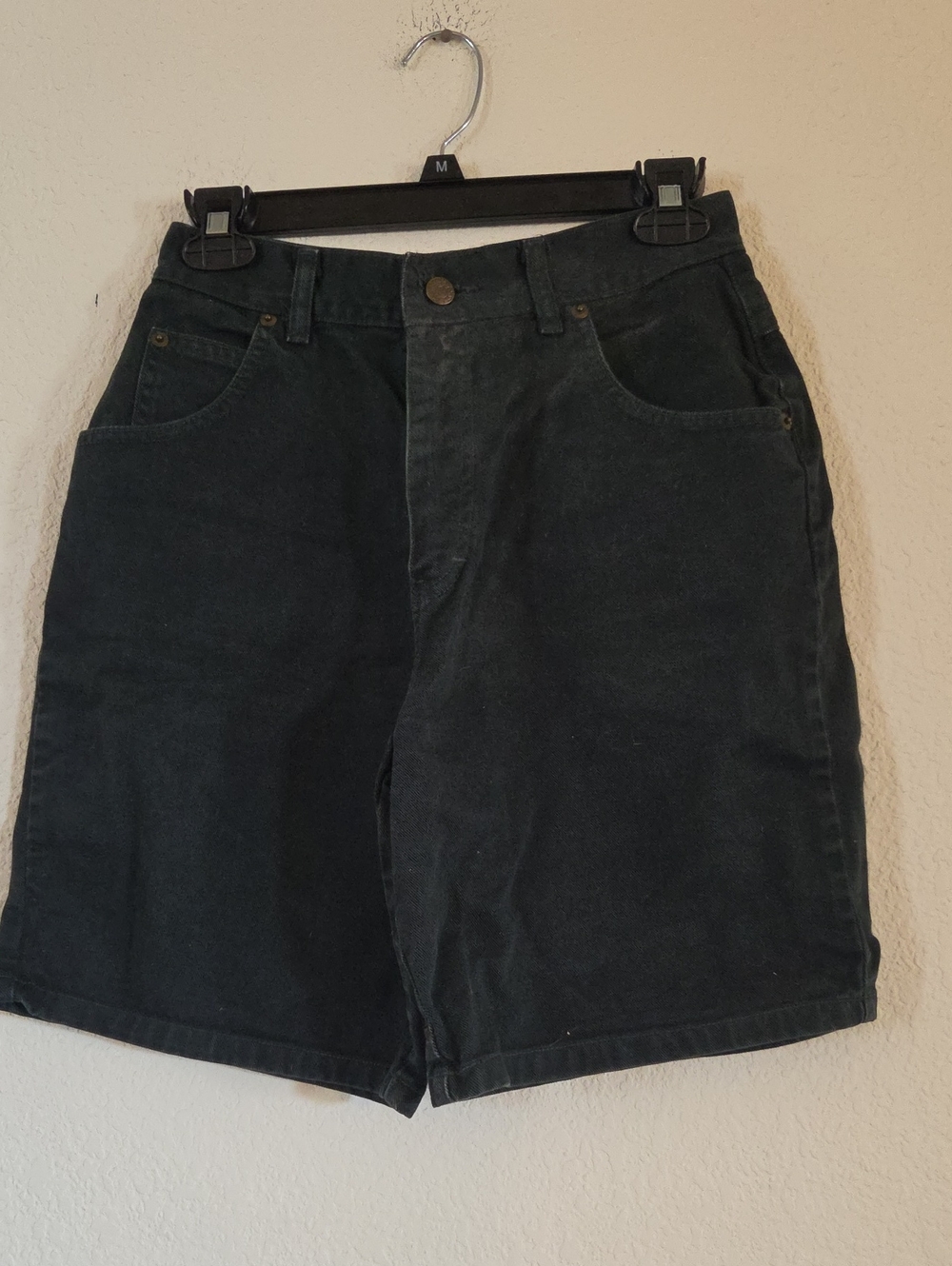 Vintage High-Rise Dark Green Denim Jean Shorts for Women